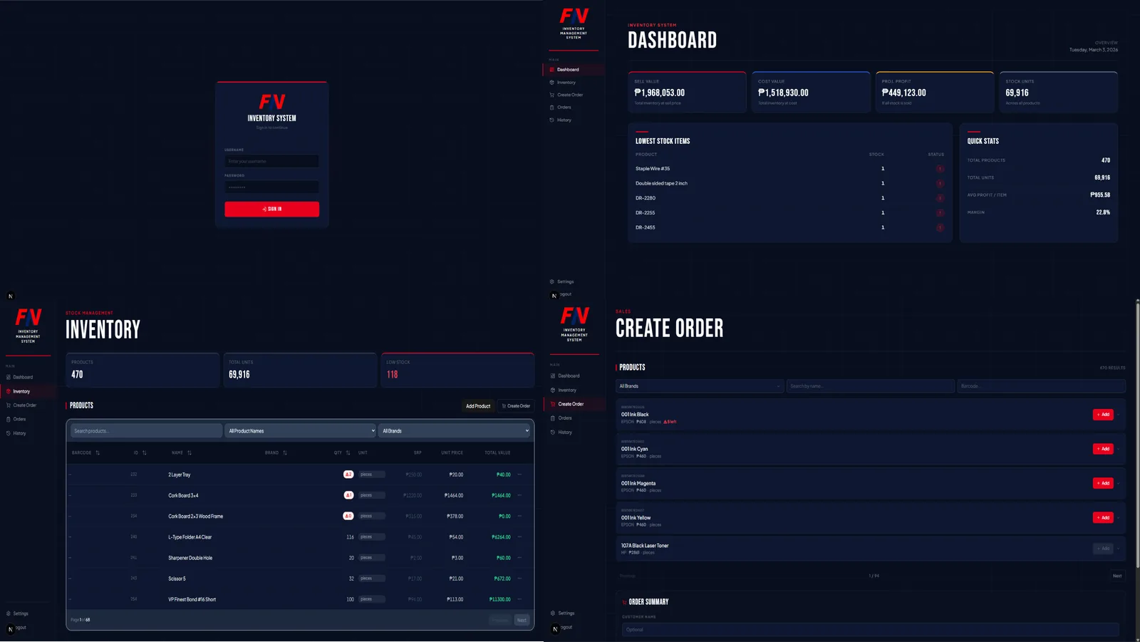 Screenshot of Inventory Management System